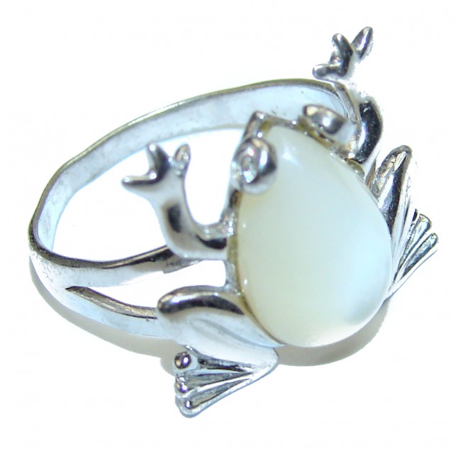 Frog Blister Pearl .925 Sterling Silver handmade ring size 6 3/4