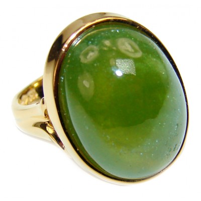 Authentic 16.5ctw Green Tourmaline Yellow gold over .925 Sterling Silver brilliantly handcrafted ring s. 6 1/4