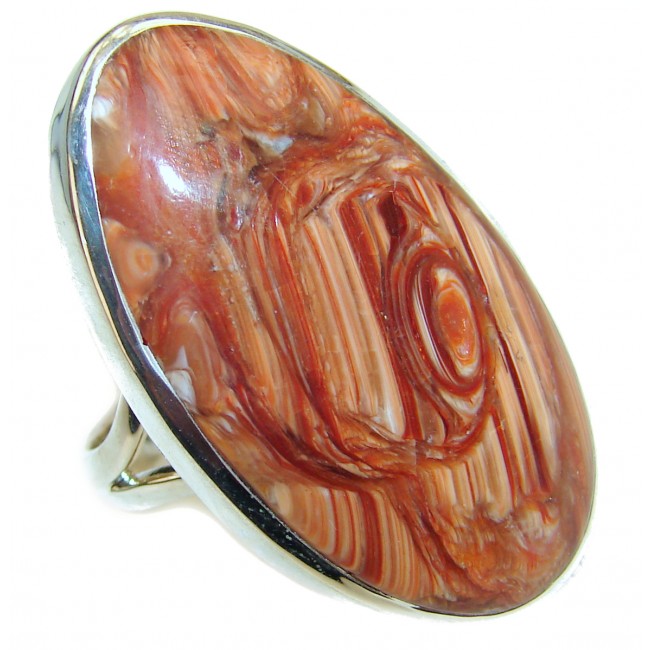Huge Exotic Petrified Wood Sterling Silver Ring s. 9 1/4