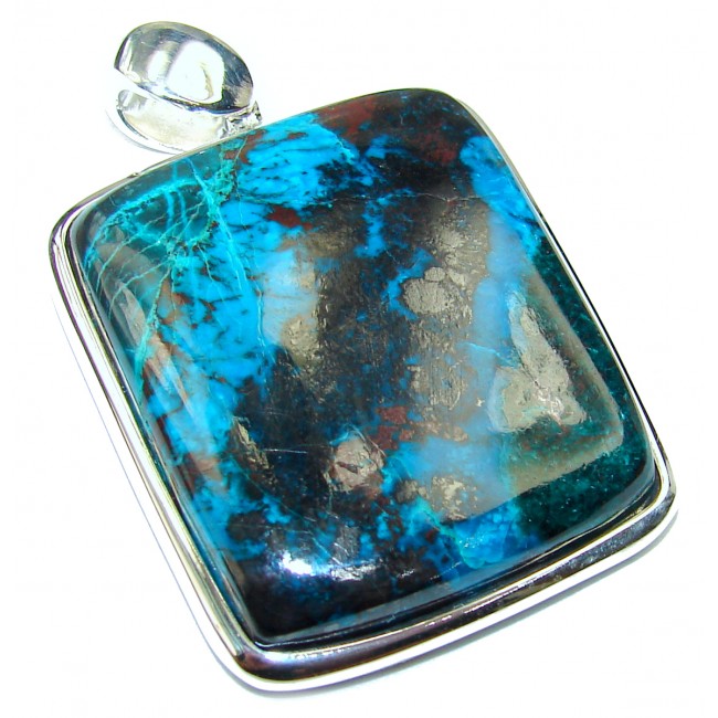 Unique Beauty of Nature authentic Chrysocolla .925 Sterling Silver handcrafted Pendant