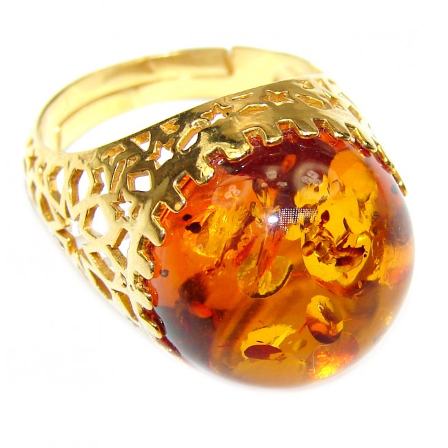 Natural Beauty Baltic Amber .925 Sterling Silver ring s. 8 adjustable