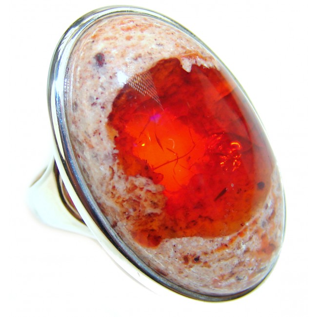 Mexican Opal .925 Sterling Silver handcrafted Ring size 5 3/4