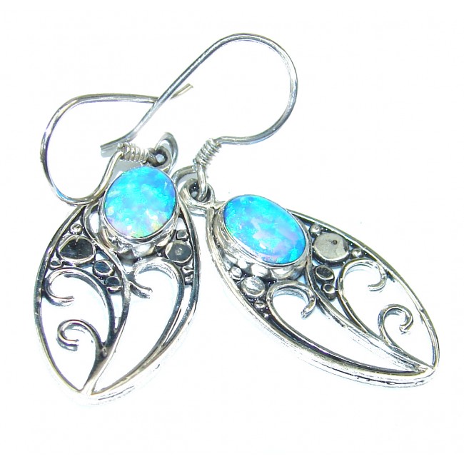 Luxury Doublet Fire Opal .925 Sterling Silver handmade earrings