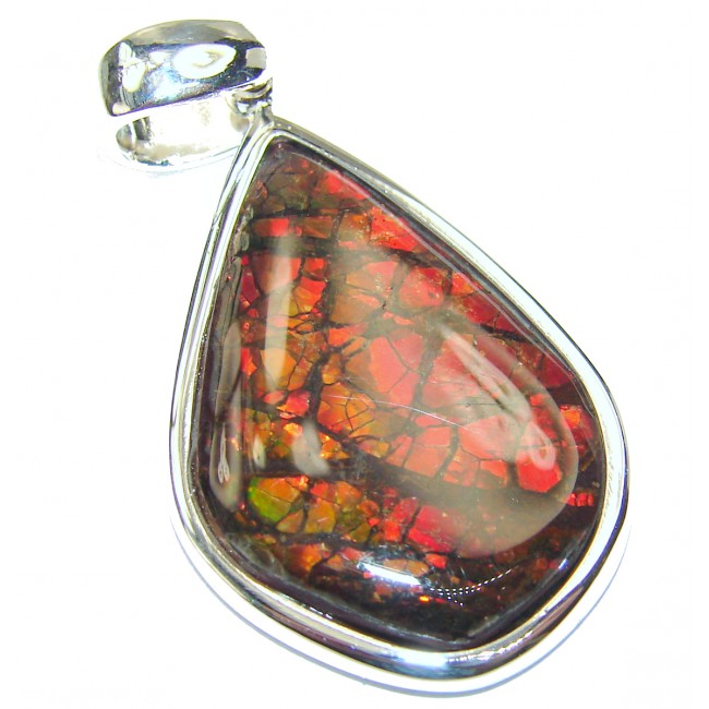 Simple Design genuine Canadian Ammolite .925 Sterling Silver handcrafted necklace