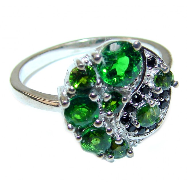Genuine Chrome Diopside .925 Sterling Silver handcrafted Statement Ring size 7