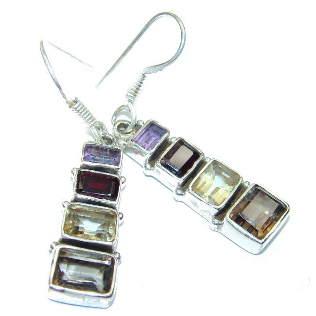 Luxury Authentic Multigem .925 Sterling Silver handcrafted earrings