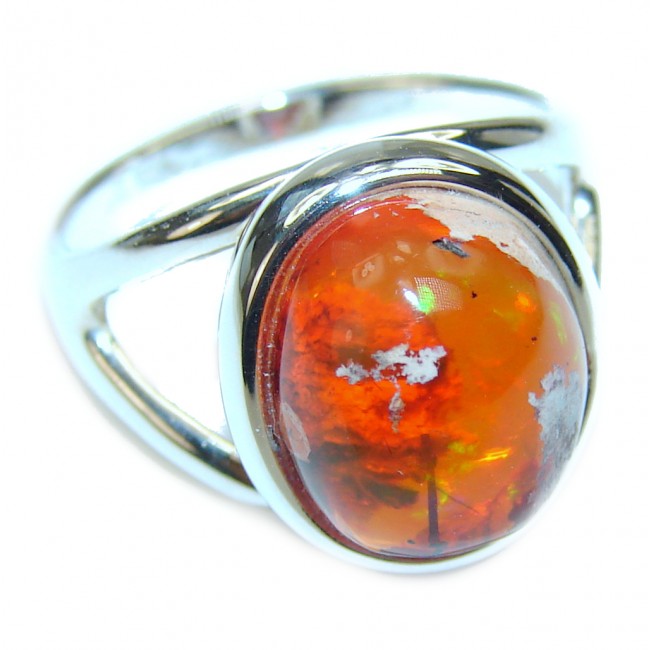 MAJESTIC Mexican Opal .925 Sterling Silver handcrafted Ring size 6