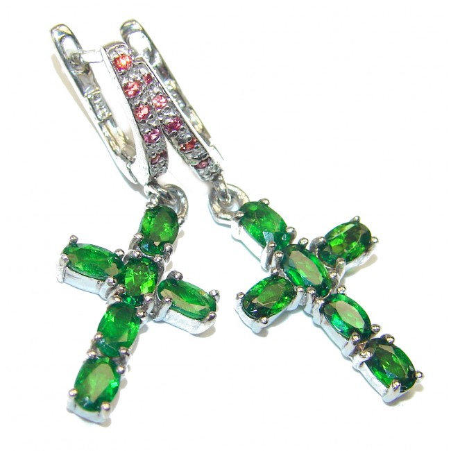 Holy Cross Chrome Diopside .925 Sterling Silver handmade earrings