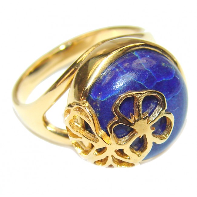 Natural Lapis Lazuli 14K Gold over .925 Sterling Silver handcrafted ring size 6 3/4