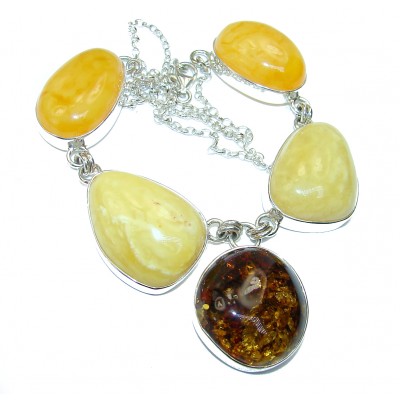 45.8 grams Dazzling quality Natural Baltic Amber .925 Sterling Silver handcrafted necklace