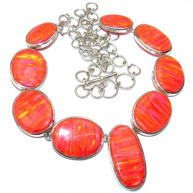 Bohemain Style Exclusive Fire Japanese Opal .925 Sterling Silver handmade Necklaces