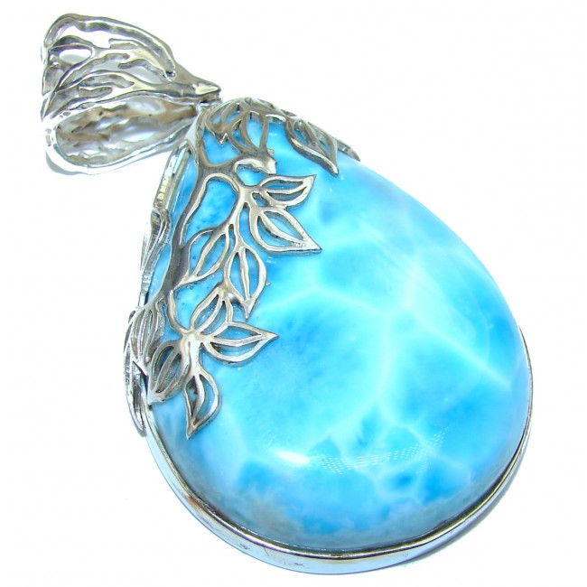 Best amazing quality Larimar from Dominican Republic .925 Sterling Silver handmade pendant