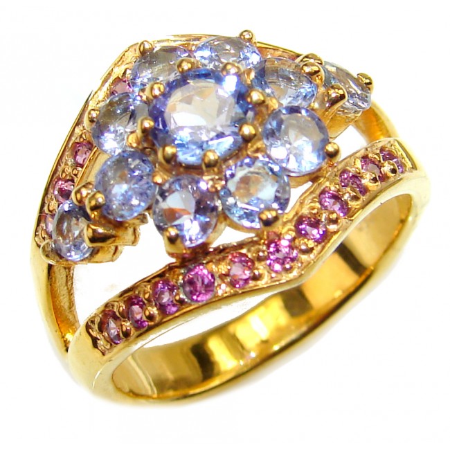 African Tanzanite 18K Gold over .925 Sterling Silver handmade Ring s. 7 3/4