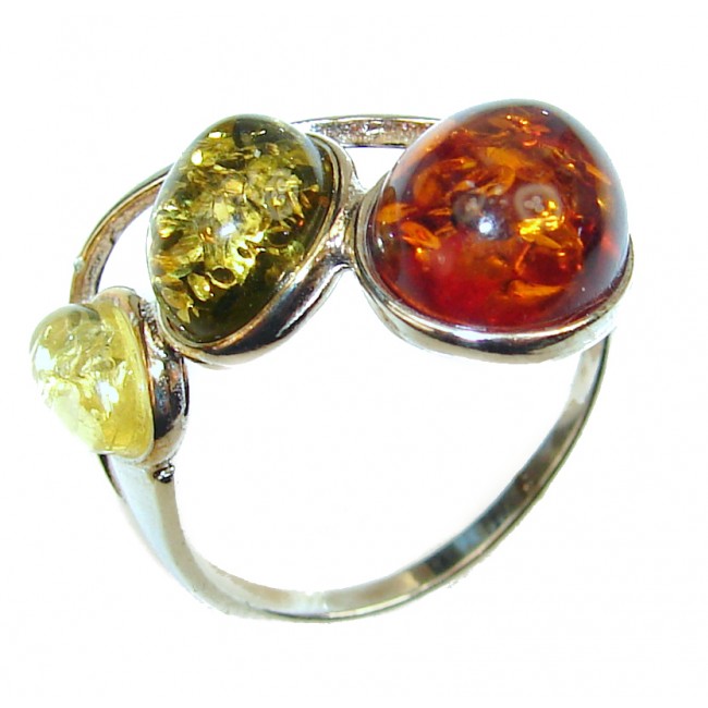 Beautiful Authentic Baltic Amber .925 Sterling Silver handcrafted ring; s. 7 1/4