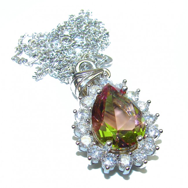 Victorian Style Alexandrite & White Topaz .925 Sterling Silver necklace