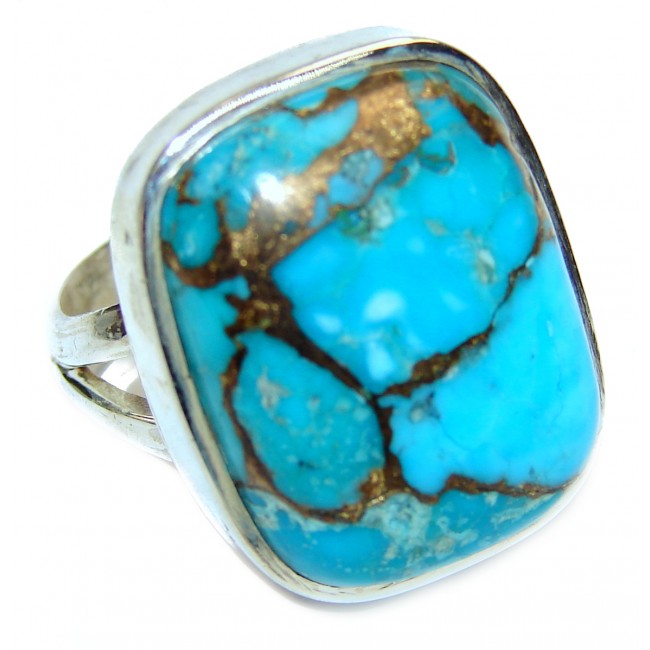 Copper Turquoise .925 Sterling Silver ring; s. 6 1/2