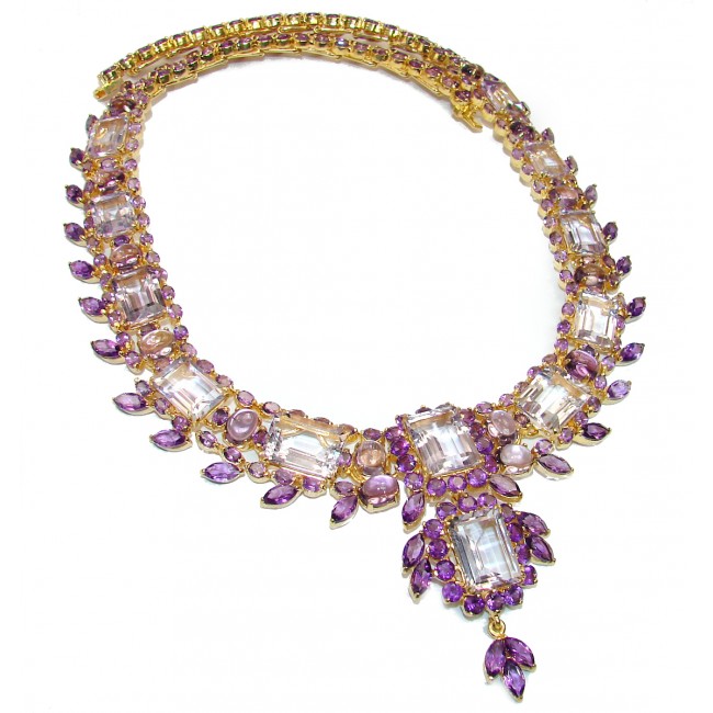 DIVINE PASSION authentic Pink Amethyst 14K Gold over .925 Sterling Silver handcrafted necklace