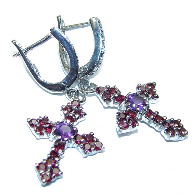 Holy Cross Amethyst .925 Sterling Silver handmade earrings