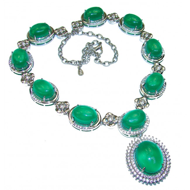 Natalie Huge authentic Jade .925 Sterling Silver handcrafted necklace