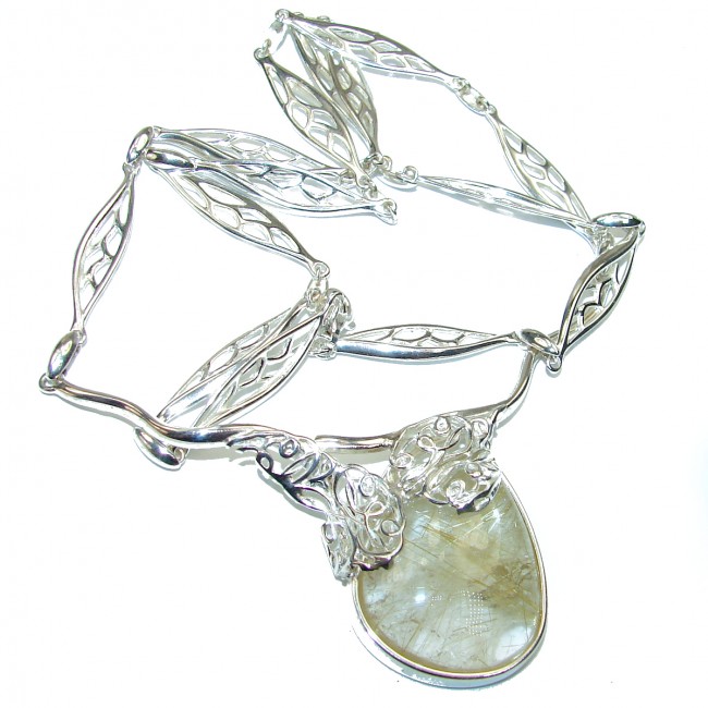 Incredible Design Golden Rutilated Quartz .925 Sterling Silver handcrafted necklace