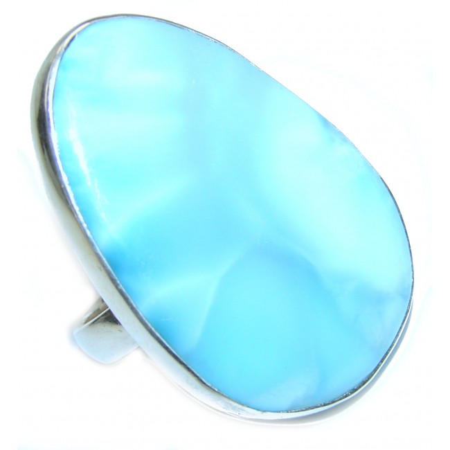 Natural Larimar .925 Sterling Silver handcrafted Ring s. 9 3/4