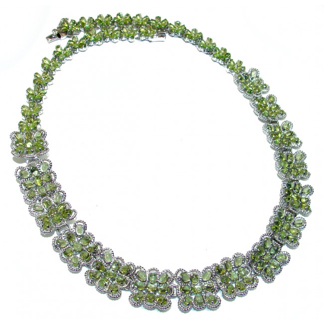Cascading Light LARGE Great Masterpiece genuine Peridot .925 Sterling Silver handmade necklace