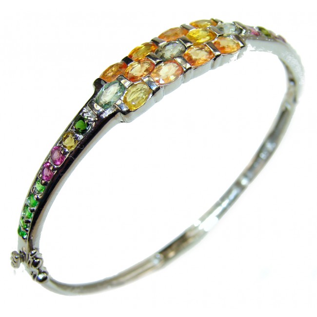 Huge Gift of Nature Multicolor Sapphire .928 Sterling Silver Bracelet/Cuff
