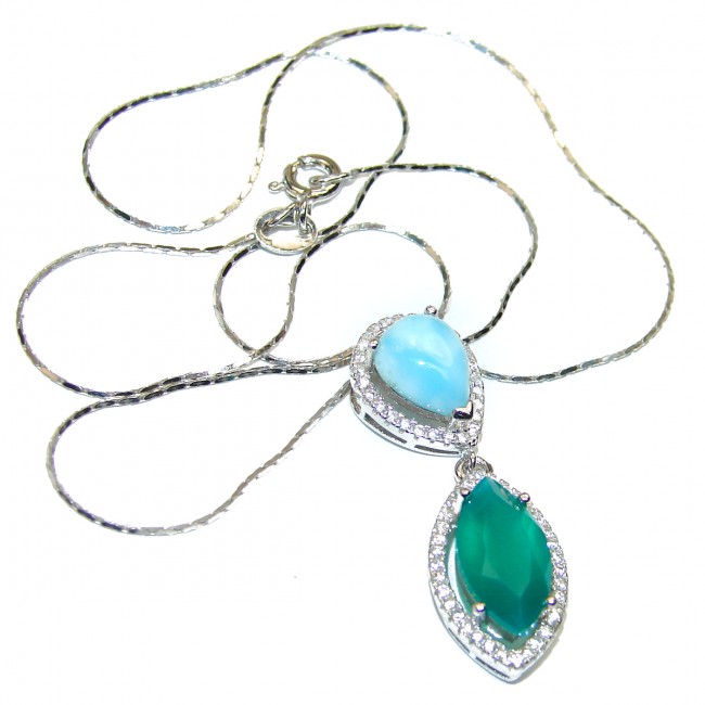 Vintage Design Best quality authentic Larimar .925 Sterling Silver handmade necklace