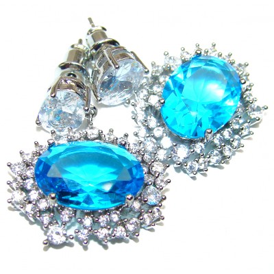 Sublime Blue Swiss Topaz .925 Sterling Silver handmade earrings