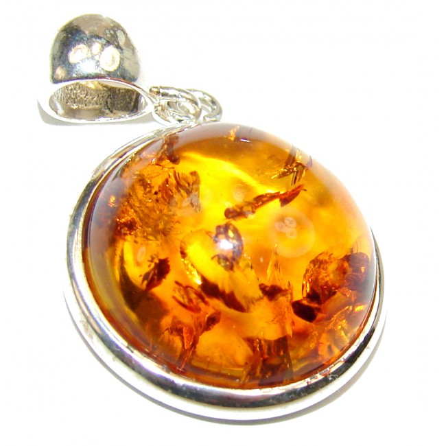Genuine Polish Amber .925 Sterling Silver handamde pendant