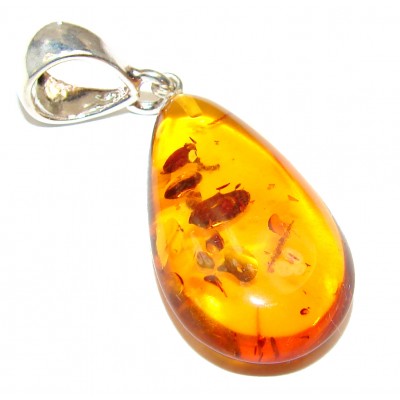 Genuine Polish Amber .925 Sterling Silver handamde pendant