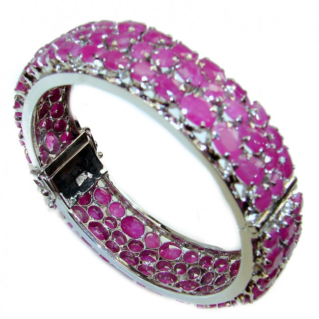 Spectacular authentic Ruby .925 Sterling Silver handmade bangle Bracelet