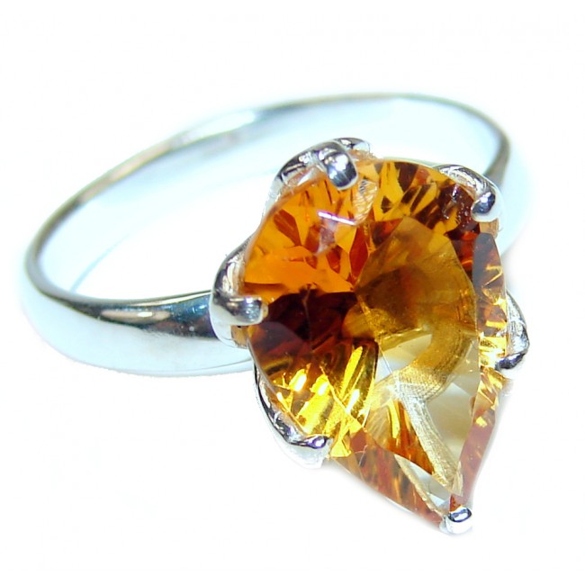 Vintage Style Citrine .925 Sterling Silver handmade Ring s. 6 1/4