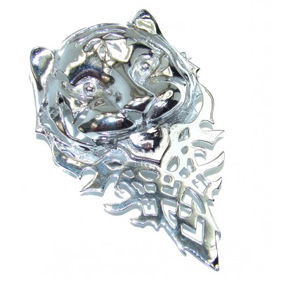 Tiger Incredible quality .925 Sterling Silver handmade Pendant Brooch