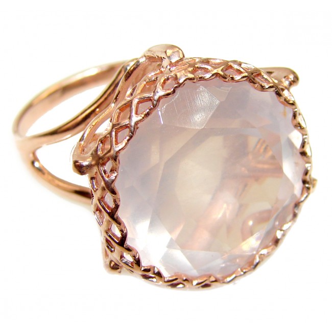 Rose Garden Authentic Rose Quartz .925 Sterling Silver brilliantly handcrafted ring s. 8 3/4