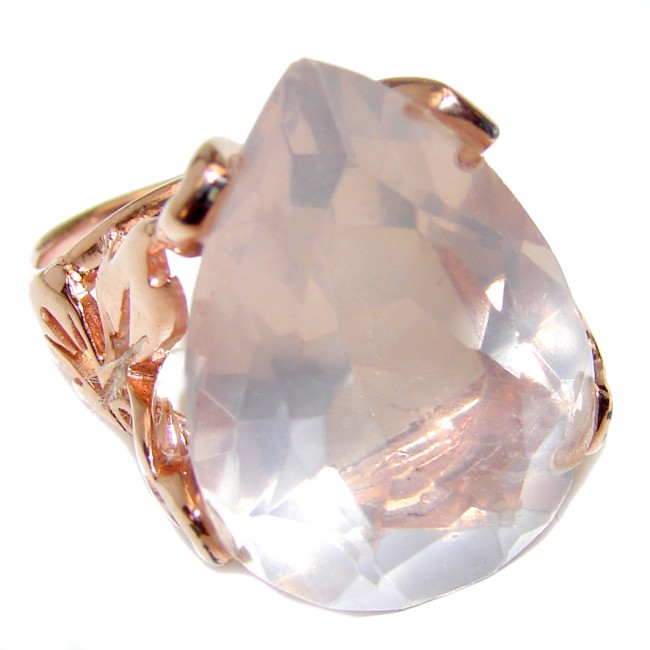 55.6 carat Rose Quartz 18K Gold over .925 Sterling Silver brilliantly handcrafted ring s. 6