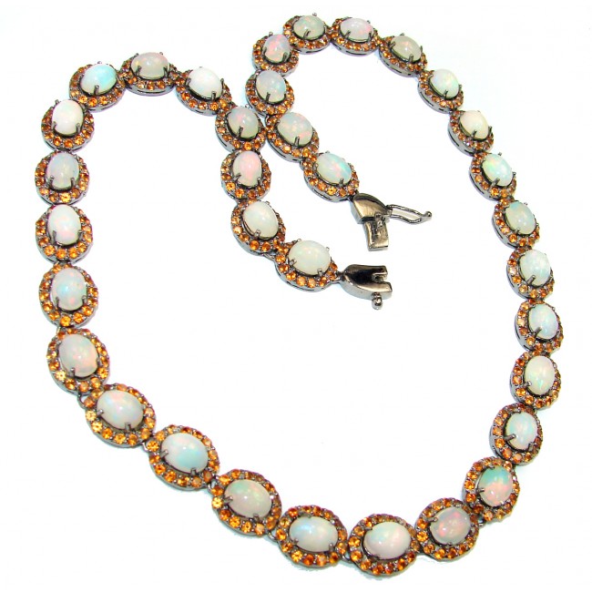 INCOMPARABLE BRILLIANCE Ethiopian Opal Yellow Sapphire .925 Sterling Silver Necklace