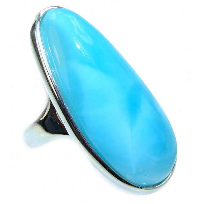 Natural Larimar .925 Sterling Silver handcrafted Ring s. 5