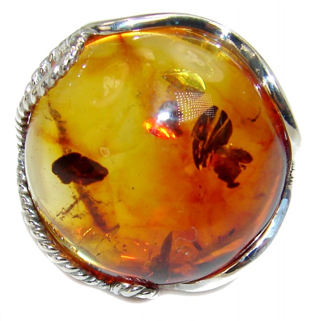 Excellent quality Baltic Amber .925 Sterling Silver handcrafted Ring s. 7 adjustable