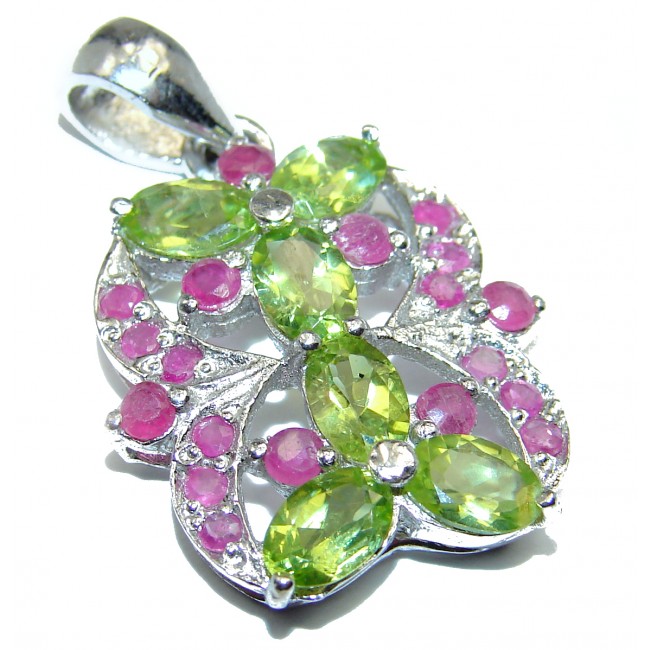 Precious Peridot Ruby .925 Sterling Silver handcrafted Pendant