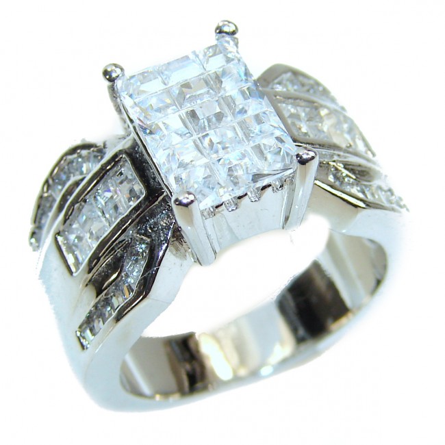 Classy White Topaz .925 Sterling Silver handmade ring size 6