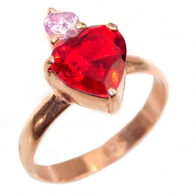 Sweet Heart Red Topaz .925 Silver handcrafted Ring s. 6 1/4