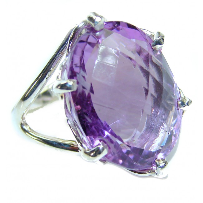 45.8 carat Autehntic Amethyst .925 Sterling Silver Ring size 7