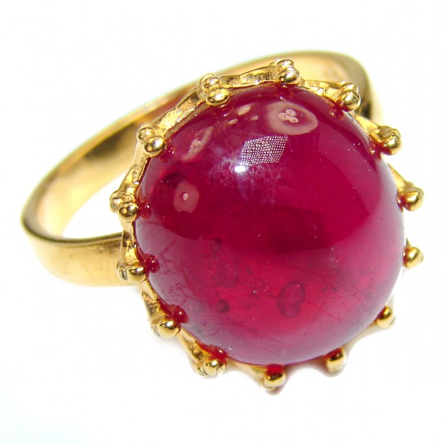 Falling in Love Red Ruby 18K Gold over .925 Sterling Silver handmade Cocktail Ring s. 9