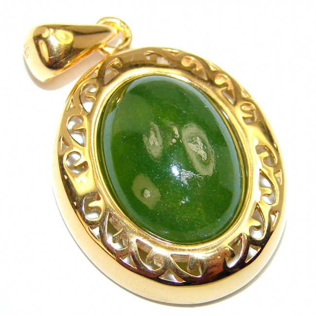 Incredible Authentic Green Tourmaline 18K Gold over .925 Sterling Silver handmade Pendant