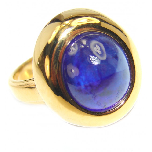 Genuine 21.8ct Sapphire 18K Gold over .925 Sterling Silver handmade Cocktail Ring s. 8