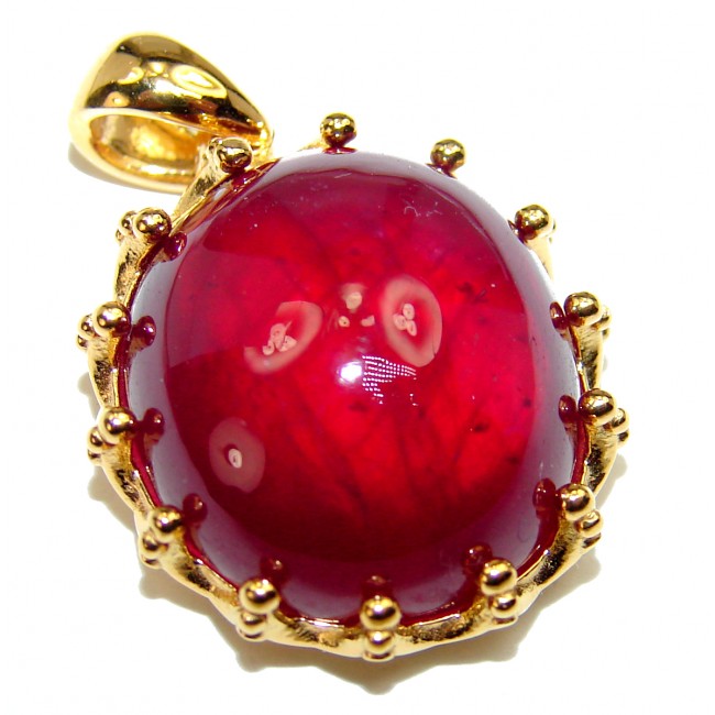 Precious Treasure 24 carat Genuine Ruby 18K Gold over .925 Sterling Silver handmade Pendant