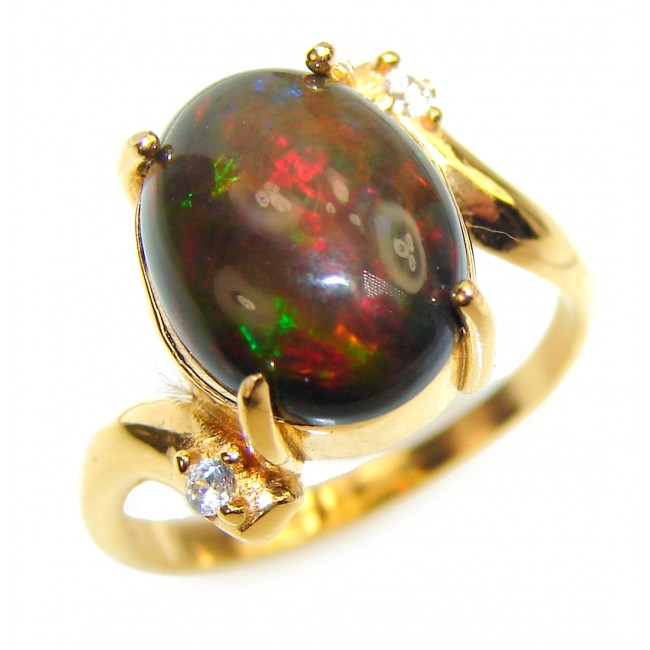Vintage Design 8.5ctw Genuine Black Opal 14K Gold over .925 Sterling Silver handmade Ring size 5 3/4