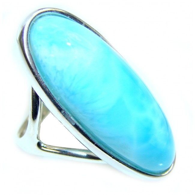 Natural Larimar .925 Sterling Silver handcrafted Ring s. 6