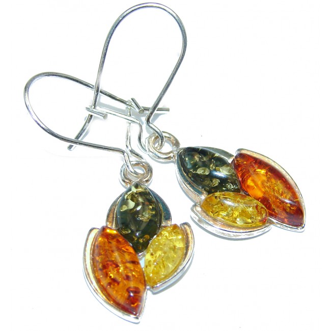 Modern Beauty Amber .925 Sterling Silver entirely handcrafted earrings